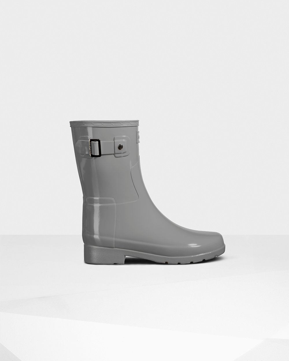 Womens Hunter Refined Slim Fit Gloss - Short Rain Boots Grey - 5924-LBANK